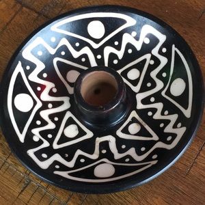 Luna Sundara Authentic Peru Pottery Palo Santo Stick Holder - Black & White